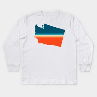 Washington State Retro Map Kids Long Sleeve T-Shirt